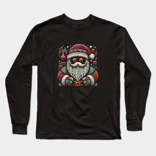 Christmas Santa embroidery style 28 Long Sleeve T-Shirt